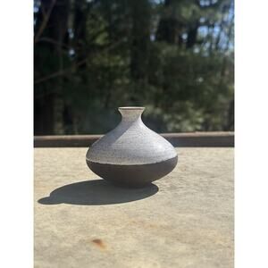 Vintage Ditlev Danmark Ceramic Two Toned vase Denmark Modernist Glazed Pottery